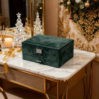 Caja Organizadora de Joyas de 3 Niveles con Cerradura de Llave - Compartimentos Forrados en Terciopelo Suave, Ideal para Aretes, Collares, Pulseras, Anillos - Caja de PU en Tono Pastel, Diseño Retro, Regalo Perfecto para (Navidad, Bodas), Cajas de Joyería