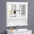 Costoffs Armario con Espejo para Baño con Puerta de Espejo, Armario Colgante para Baño con Espejo de Pared con 3 Estantes 56 Cm X 13 Cm X 58 Cm