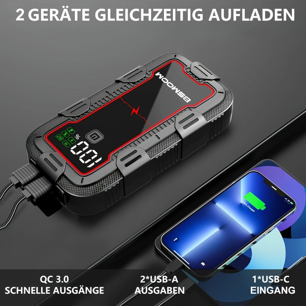 Arrancador de Coche 12V 8000A Pico, Batería Externas Auto, Caja de Arranque con Pantalla LCD y Luz LED (Compatible con Motores de Gasolina hasta 10.0L o Diésel)