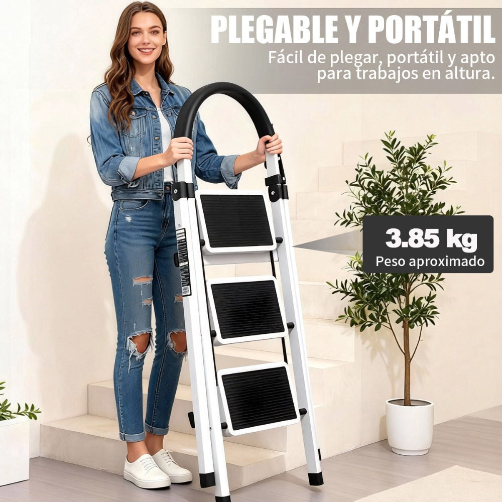 Escalera plegable doméstica de acero aleado con pasamanos antideslizante