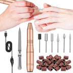 Juego de Taladro Eléctrico para Uñas con 20,000 RPM, Alimentado por USB, Incluye Anillos de Molienda y Cabezales de Repuesto, Ideal para Arte de Uñas de Salón y Entusiastas del Nail Art (Rosa/Dorado)