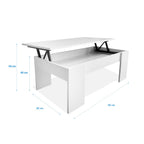 Mesa de Centro Elevable Nyana Home Mesa Multifuncional con Almacenaje Oculto Estructura Robusta y Estable Desplegable con Doble Altura