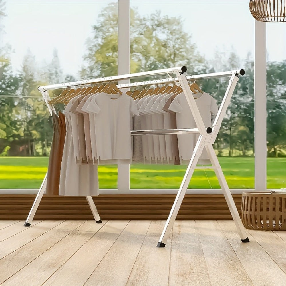 Tendedero de ropa | Longitud retráctil y plegable, tamaños de 160.02cm y 199.9cm, metal duradero, independiente, acero inoxidable resistente, JOYBOS, tendederos
