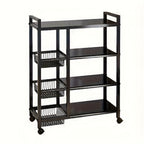 Estante de almacenamiento de metal dorado ajustable de 4 niveles con ruedas y 3 cestas - Estante organizador móvil para cocina, despensa, baño, armario - Diseño rodante para ahorrar espacio, regalo de inauguración y almacenamiento del hogar ()