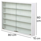 Vitrina para Colecciones y Miniaturas, Estuche de Exhibición de Diseño Moderno con Líneas Cuadradas, Panel Trasero de Madera Blanca, 80 X 10 X 60 Cm