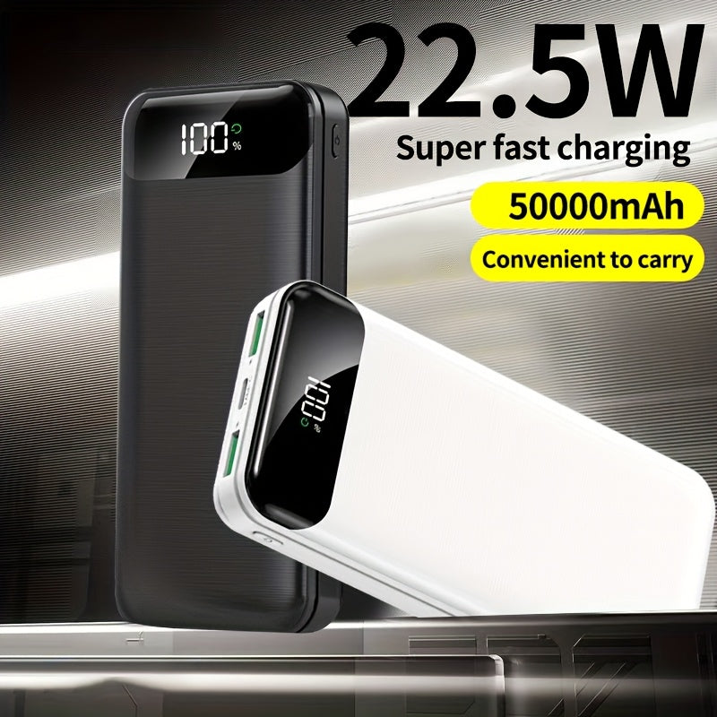 Batería externa | Batería portátil de gran capacidad 50000mAh con carga rápida PD22.5W, doble puerto USB de salida/pantalla LED de energía