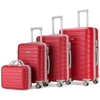 PROVITERA Conjunto de 4 maletas rígidas de ABS con estuche de belleza, maleta con asa telescópica y ruedas fáciles de rodar, carrito con cerradura y candado de código, equipaje de mano con diseño moderno ultra resistente