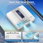 Lubluelu Robot Limpiacristales Electrónico Inteligente con Ventana Cuadrada, 7500Pa, Planificación de Ruta Inteligente, Sistema de Protección de Seguridad de 8 Capas, Limpieza de Bordes, Boquillas de Doble Cara, Visualización del Volumen de Agua, Muy Adec