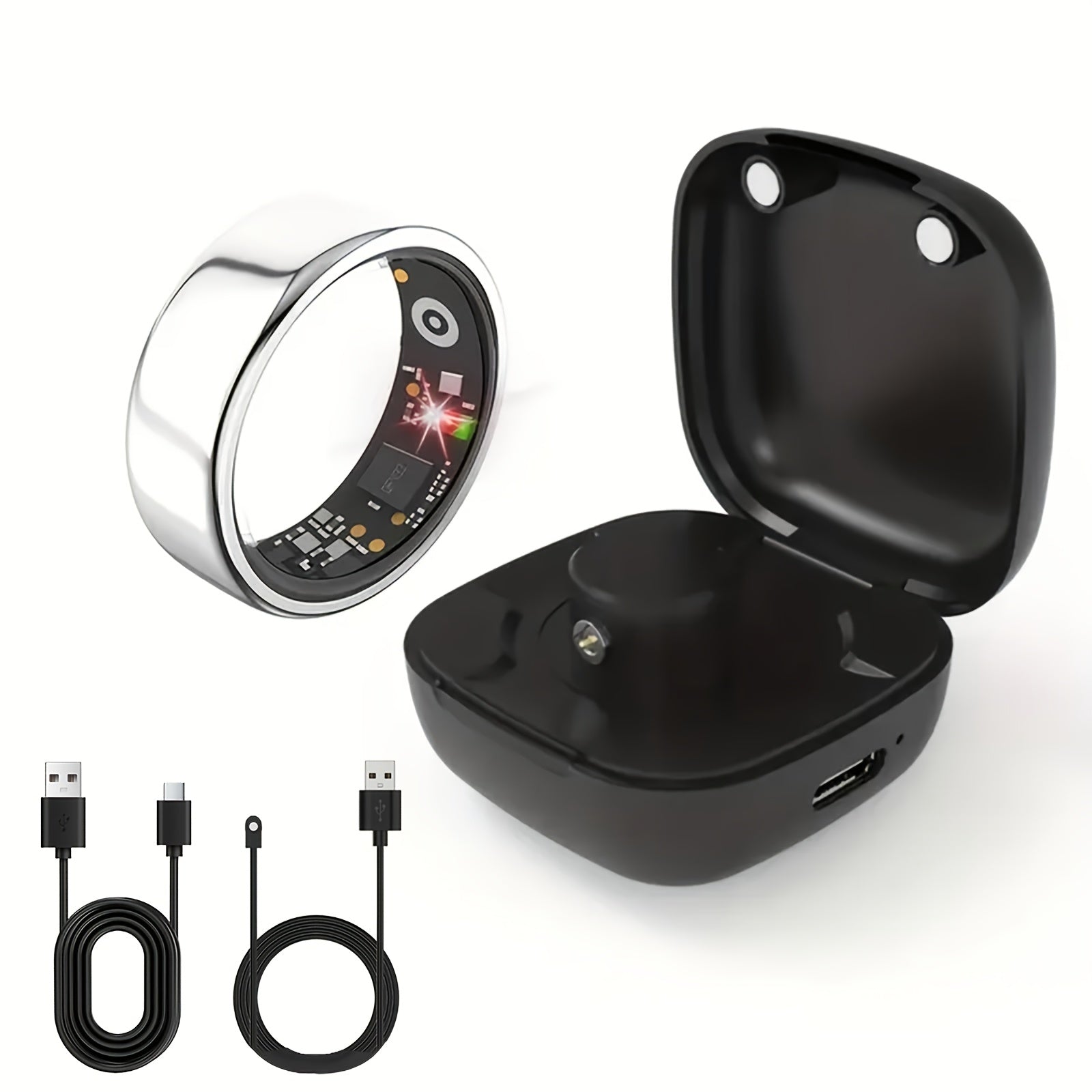 [dukou] Nuevo Anillo Inteligente con Compartimento de Carga, Fitness, Pasos, Distancia, Calorías, Sueño, Ejercicio, Compatible con iPhone y Android, Carga USB, Regalo Ideal para San Valentín/Año Nuevo