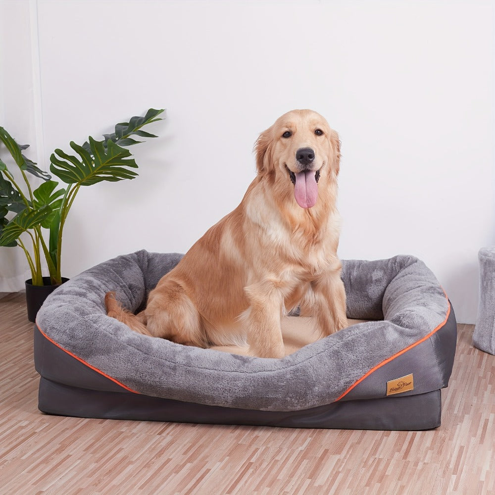 Cama ortopédica extragrande para perro, cama para mascotas de espuma de esponja, con funda lavable con cremallera, sofá tumbona para perros, para perros grandes y jumbo, regalo de juguete con chirrido, XL-3XL