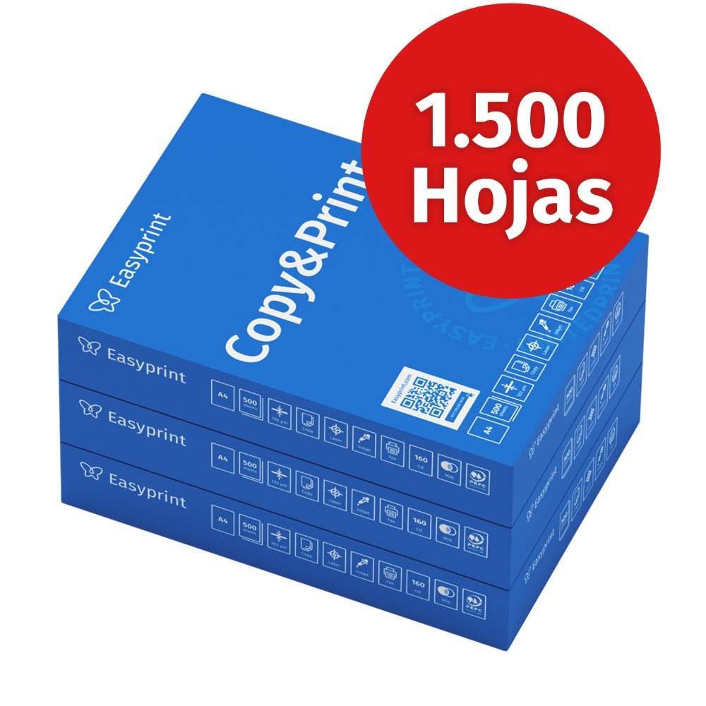 Papel para impresora Easyprint, papel de fotocopia de 1500 hojas, 3 x 500 A4 Premium, blanco alto CIE 160, certificado PEFC