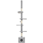 Árbol para gatos Costoffs de techo alto, altura ajustable de 226 cm a 266 cm, poste rascador multinivel con cama para gatos, plataformas y caseta