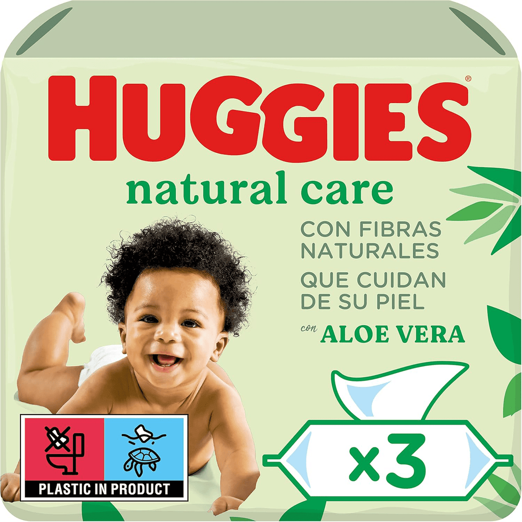 Huggies Natural Care Toallitas Bebé, Toallitas Húmedas, 99% Agua Pura y con Aloe Vera, Limpieza Delicada de la Piel