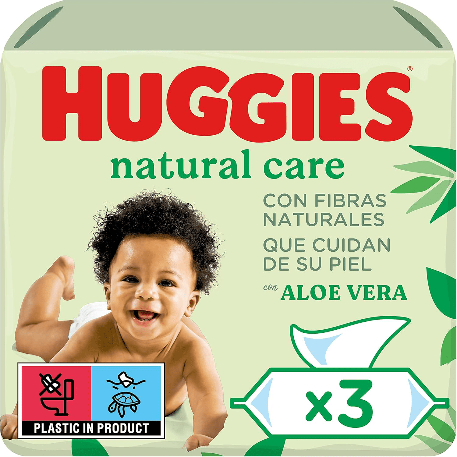 Huggies Natural Care Toallitas Bebé, Toallitas Húmedas, 99% Agua Pura y con Aloe Vera, Limpieza Delicada de la Piel