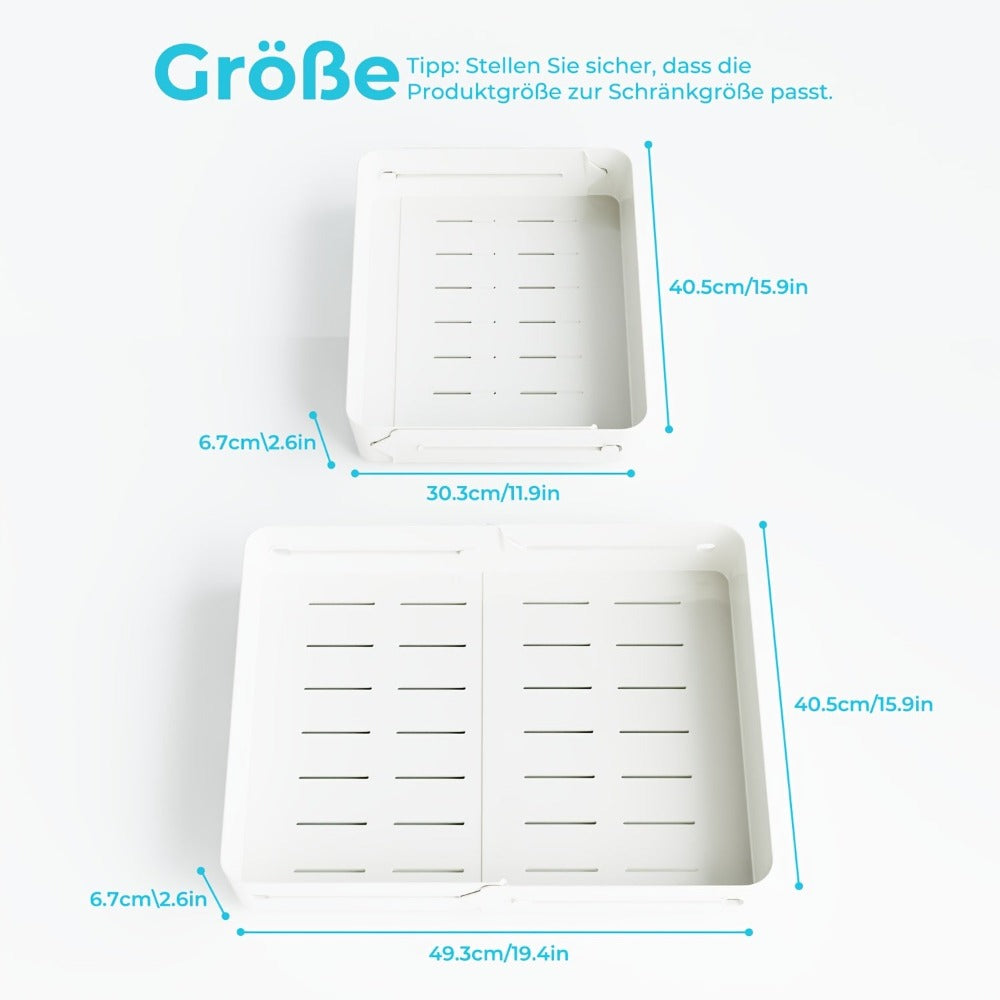 2 Piezas Organizador de Cocina Expandible Blanco con Adhesivo, Cajón Telescópico, Almacenamiento Expandible para Gabinetes, Ajustable, Plástico, Ligero, Estante de Cocina, Estantes para Almacenamiento de Alimentos
