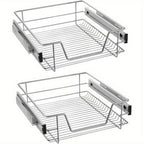2 cajones telescópicos para cajones de cocina para estantes de cocina Plata Acero inoxidable macizo Tirador para armario extraíble Armario de cocina