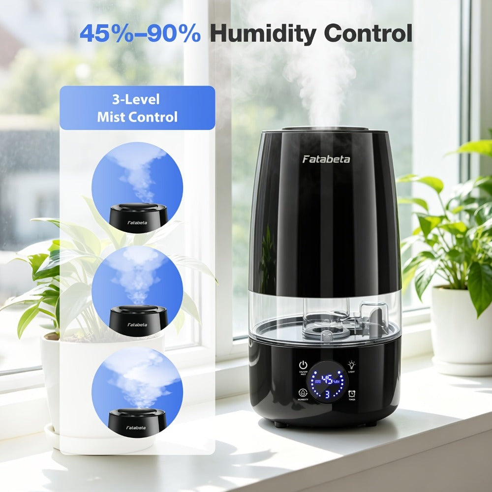 Pantalla para humidificador y difusor de aromas supergrande de 4.5L, funcionamiento silencioso, apagado automático y temporizador, adecuada para dormitorio, sala de estar, oficina, depósito extraíble, filtro de cerámica, carcasa de ABS, para humidificador