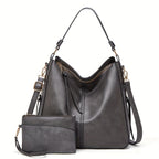Bolso Hobo de PU para Mujer con Bolso Pequeño, Bolso de Hombro de Gran Capacidad en Color Sólido, Ideal para el Día a Día y Viajes