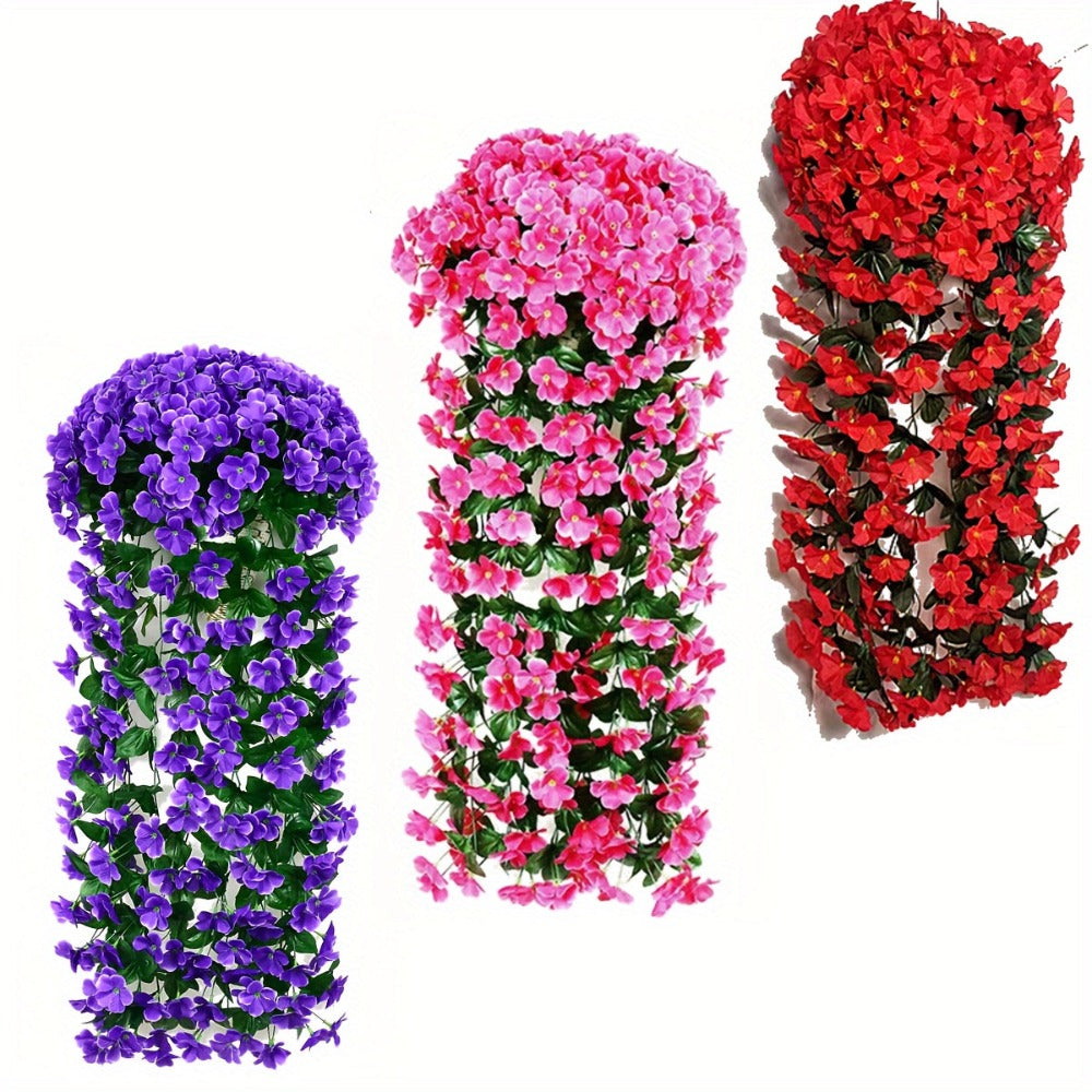 2 piezas de flores colgantes, flores colgantes de simulación artificial en 10 colores con flores exuberantes, resistentes a los rayos UV, plantas artificiales realistas, adecuadas para la decoración de jardines, oficinas y hogares al aire libre, ideales p