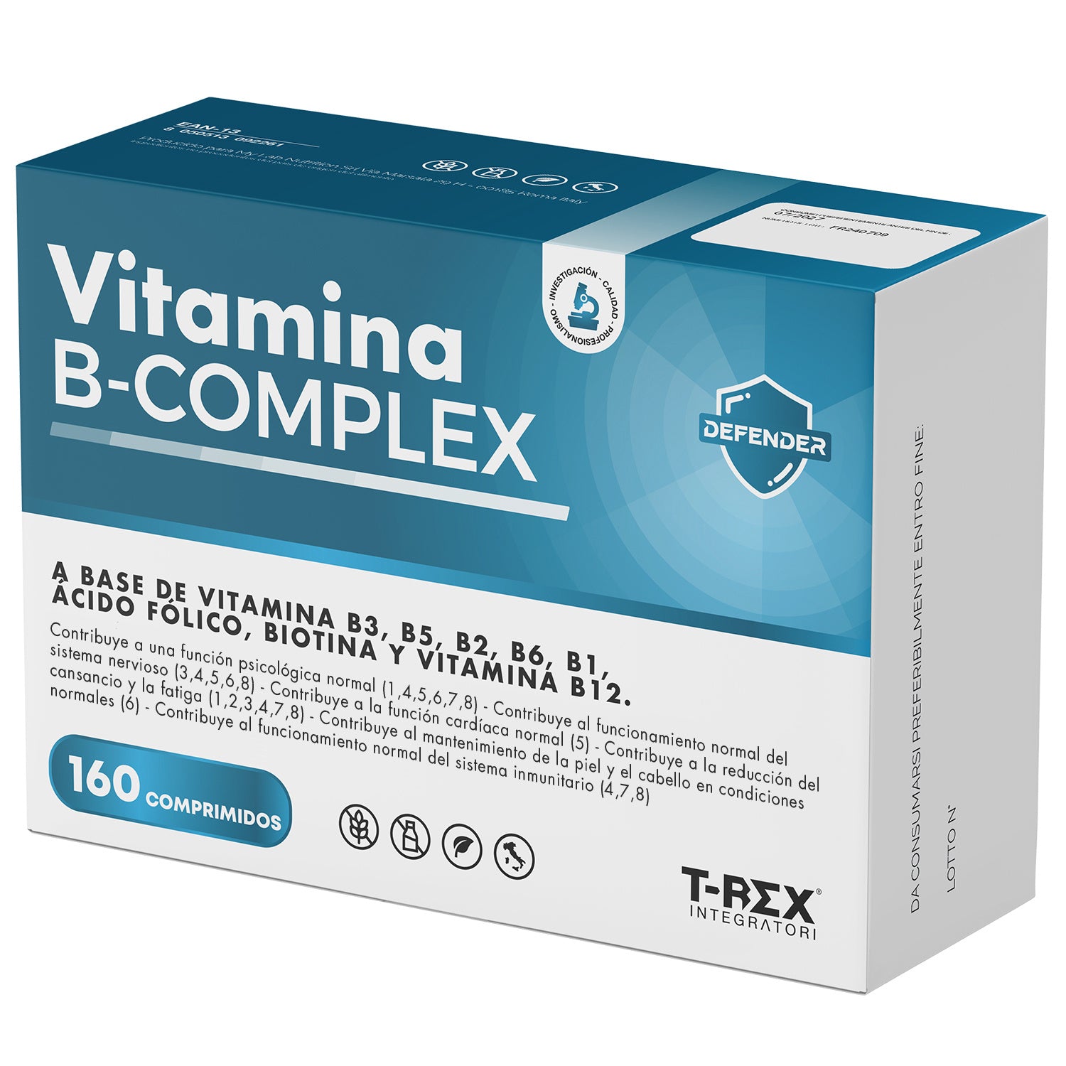 Integradores T-Rex, Complejo de Vitamina B 160 Cápsulas Veganas