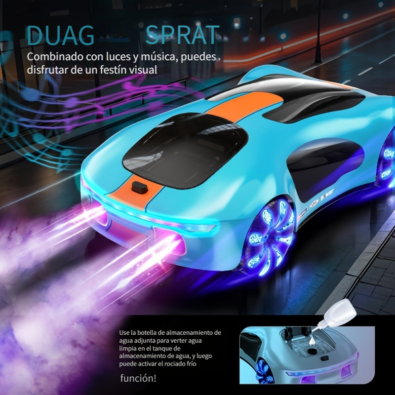 Coche de juguete, Coche RC de acrobacias y deriva, Nuevo estilo de automóvil eléctrico de energía, con pila de carga (sin función de batería de almacenamiento), con control remoto de mango y correa de muñeca, con efectos de iluminación y efectos de rociad