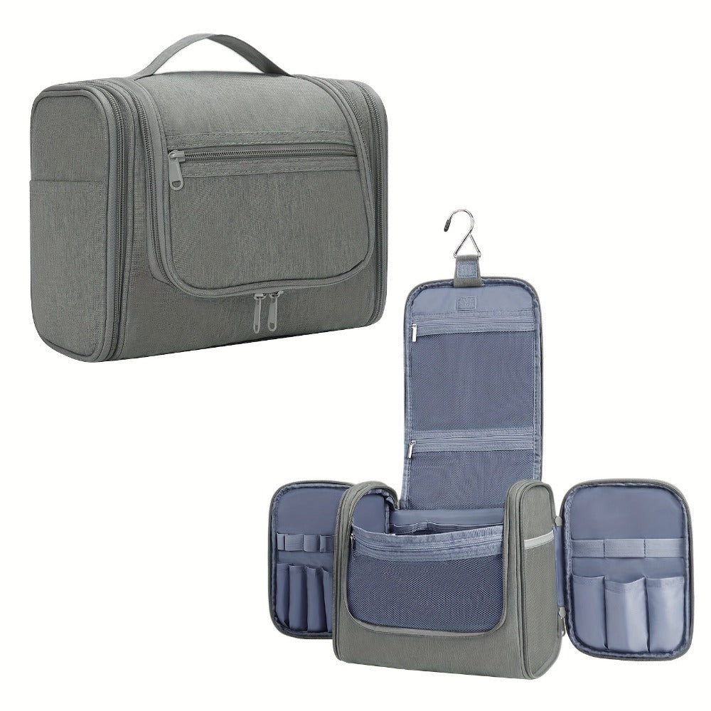 Bolsa de Aseo Colgante con Múltiples Bolsillos y Gancho, Organizador de Maquillaje Elegante para Mujeres y Hombres, Cierre de Cremallera Duradero, Diseño con Asa Superior, Bolsa de Viaje para Aseo, Regalo de Navidad