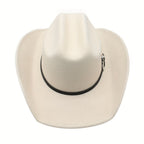 Sombrero Vaquero Unisex: Sombrero de Fieltro de Ala Ancha Clásico para Exteriores con Hebilla - Unisex