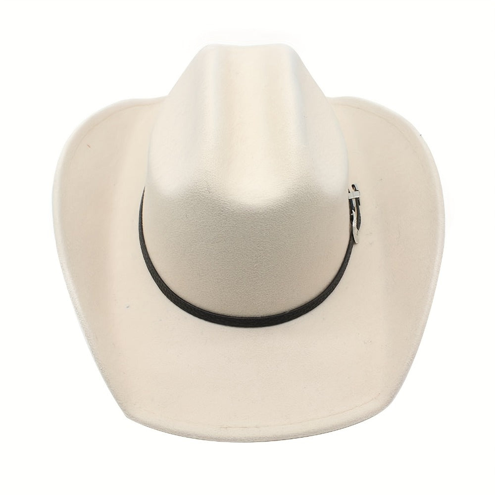 Sombrero Vaquero Unisex: Sombrero de Fieltro de Ala Ancha Clásico para Exteriores con Hebilla - Unisex