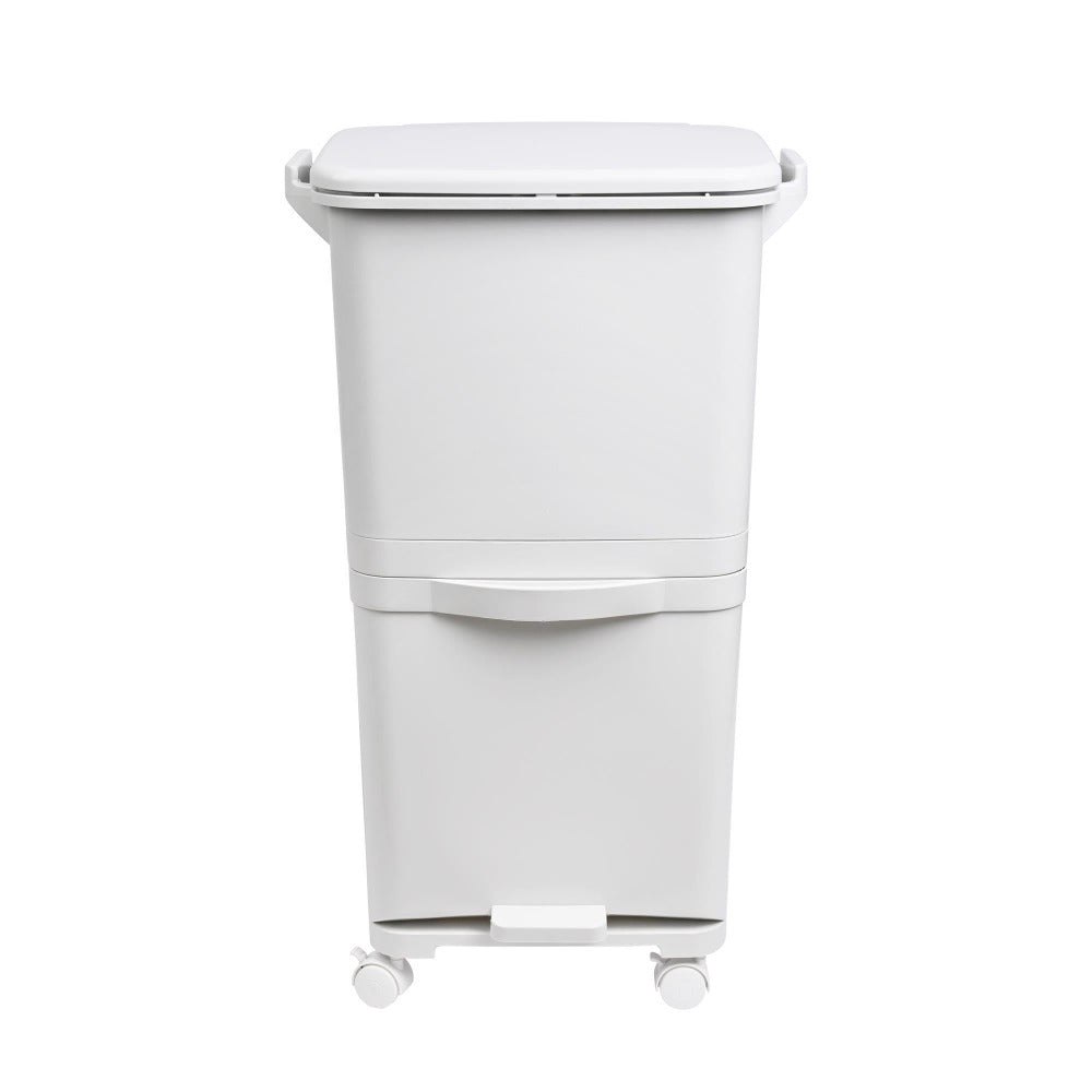 Papelera de reciclaje de clasificación selectiva con pedal. ruedas y asa de doble 38/42L