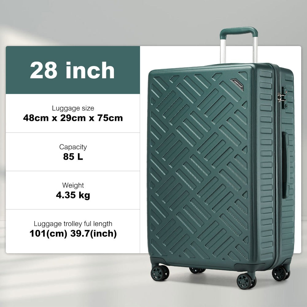 1pieza de 20/24/28 pulgadas Drak Green Sleek Geometric Pattern Hard Shell ABS+PC Maleta con cerradura TSA para viajes sin esfuerzo Regreso a la escuela Regalo de vacaciones