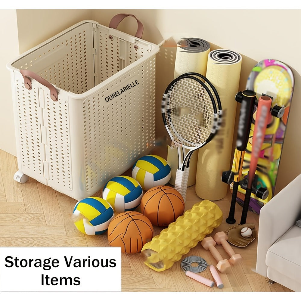Cesta de Ropa Grande Plegable con Ruedas, Cuero Sintético Color Sólido, Versátil y Portátil para Almacenamiento en Baño y Balcón, 15.8/205GaA, Varios Tamaños Disponibles, Bolsa de Ropa para Lavandería, Cestas de Ropa