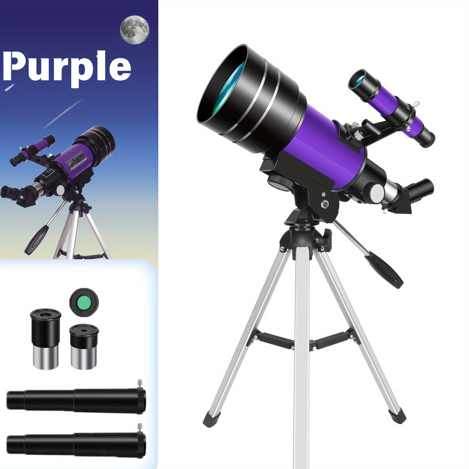 Telescopio Astronómico Profesional de Aumento 99X - Telescopio Monocular Portátil con Gran Apertura de 70 mm, Adecuado para la Educación Científica, Observación de Estrellas y Camping, Regalo Ideal de Navidad y Cumpleaños