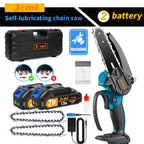 Motosierra Mini de 6 pulgadas Jemi Tool con Sistema de Lubricación Automática, Equipada con una Batería de 1/2 * 1.5Ah y una Cadena de 1/2, Ideal para Cortar Madera, Recortar Ramas y Podar Jardines