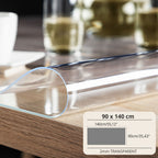 Mantel Protector con PVC de 2mm - Ancho 90cm - Mantel de Vidrio Suave Transparente Resistente a Arañazos y Agua, Protector de Mesa Fácil de Limpiar, Papel de Mesa Duradero para Cocina, Comedor, Restaurante, Oficina y Hogar - 90X90cm, 90X100cm, 90X110cm, 9