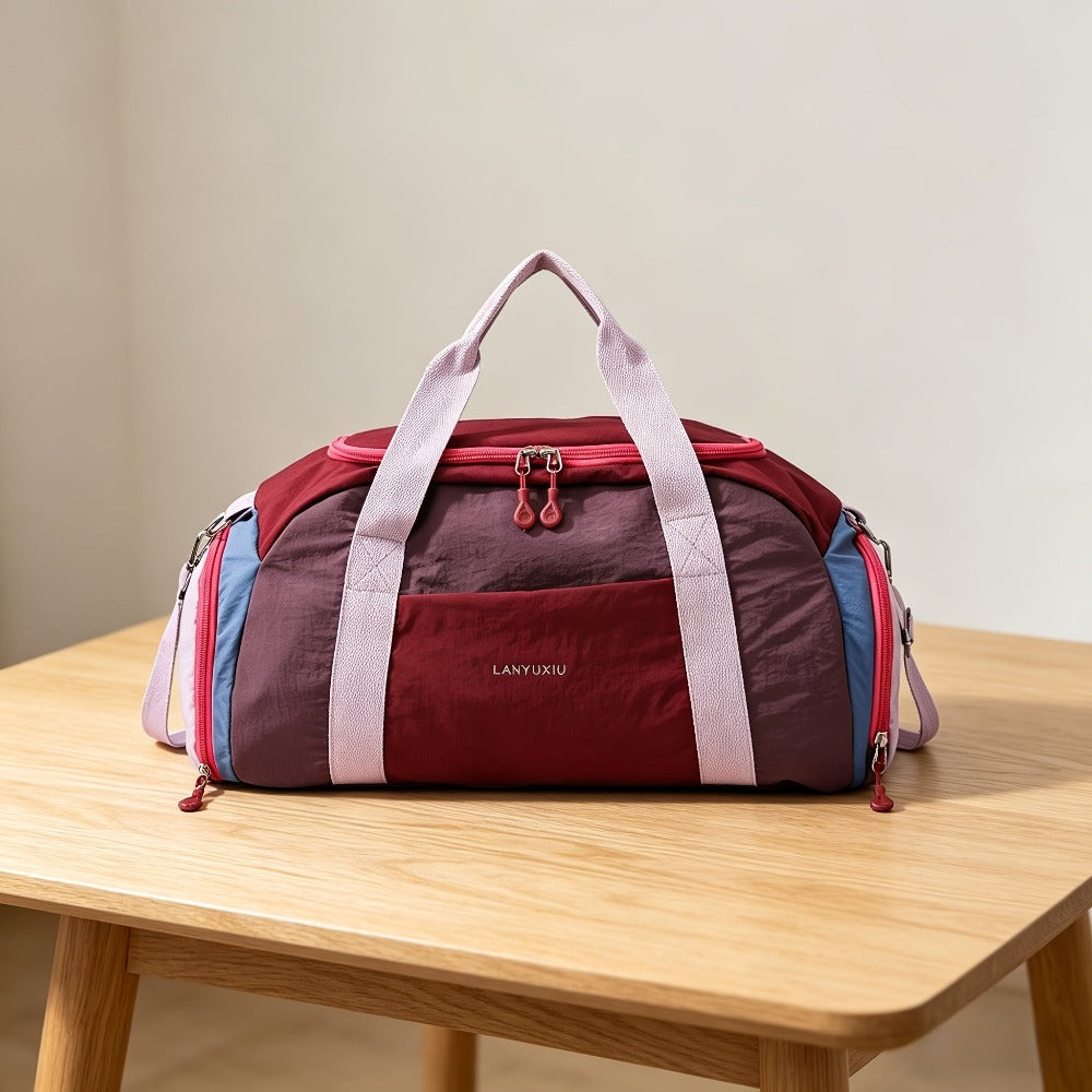 Bolsa de viaje deportiva de gran capacidad, estilo minimalista, tela resistente al desgarro, diseño de separación para seco y húmedo, compartimento principal espacioso, compartimento independiente para zapatos, adecuada para deportes al aire libre, fitnes
