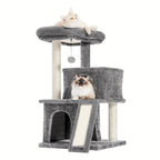 Árbol para Gatos Deluxe Pawz Road con Poste Rascador de Cuerda de Sisal - Condominio Multinivel de Peluche y Casa de Juegos, Muebles Duraderos para Gatos Pequeños a Medianos, Incluye Bolas Colgantes y de Pie, Muebles para Gatos