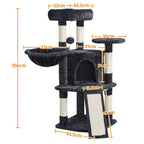 Costoffs Árbol para gatos de 107 cm con plataforma de observación, cueva para gatos, 5 postes de sisal, cueva de descanso, rascador y bola de felpa colgante, mueble para gatos
