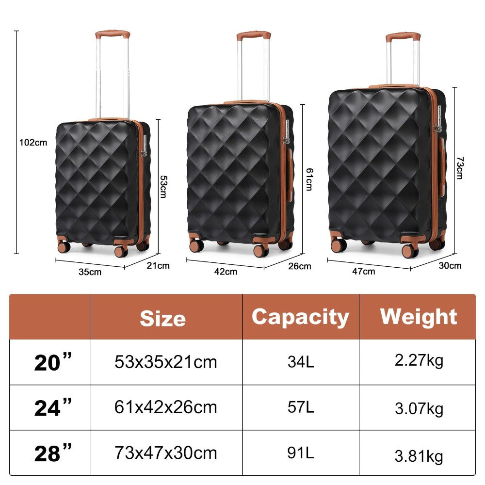 Maleta Mediana de 24" con 4 Ruedas, Ligera de ABS+PC con Carcasa Dura, Maleta de Facturación con Cerradura TSA Incorporada, Regalo de Vacaciones para el Regreso a Clases, Ruedas Giratorias Silenciosas 360°, Cremallera Duradera, Asa Telescópica, Diseño Ant