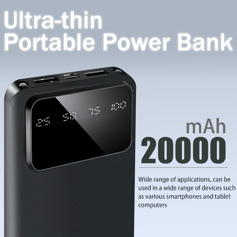 Baterías externas | 20000mAh-2pcs Banco de Energía Móvil de Gran Capacidad, Carga para Dispositivos Móviles, Pantalla LED/ Doble Interfaz de