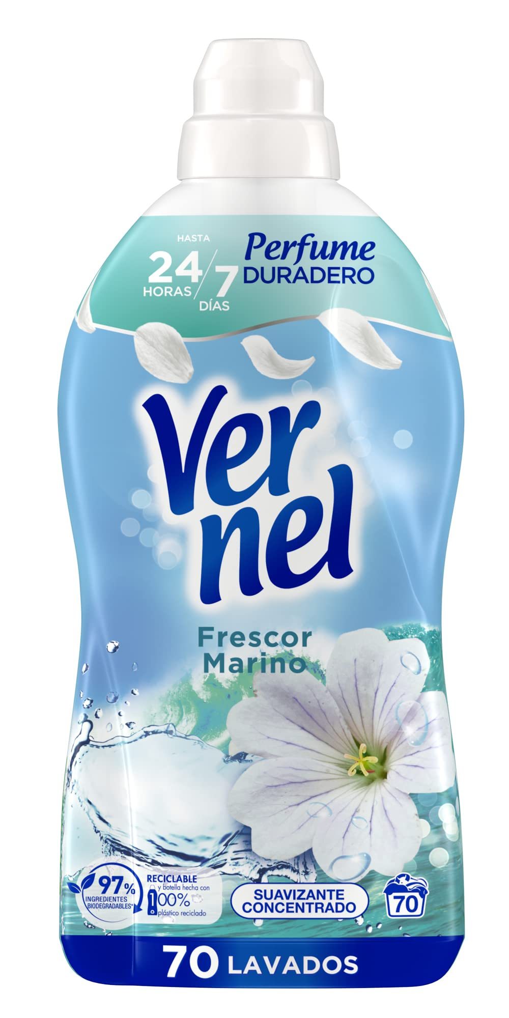 Paquete de 4 suavizantes de tela Vernel de aromaterapia para 4*60 lavados (Maldivas-Delicado, Lirio Irresistible, Té Blanco/Té) - Paquete de 4 suavizantes de tela Vernel de aromaterapia Cielo Azul para 4*55 lavados - Paquete de 4 suavizantes de tela Verne