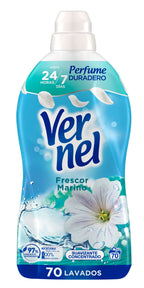 Paquete de 4 suavizantes de tela Vernel de aromaterapia para 4*60 lavados (Maldivas-Delicado, Lirio Irresistible, Té Blanco/Té) - Paquete de 4 suavizantes de tela Vernel de aromaterapia Cielo Azul para 4*55 lavados - Paquete de 4 suavizantes de tela Verne