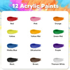 Set de Pinturas Acrílicas de 12/24/36 Colores, 60ml/2.03oz de Pinturas Acrílicas, Set de Pinturas Multifuncional para Manualidades Artísticas, Pintura al Óleo Pintura a Mano Creativa, Adecuado para Pintura al Óleo, Pinturas Acrílicas de Color Puro de Alta