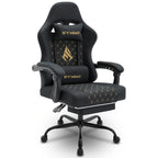 Silla de Oficina con Reposapiés, Silla Ergonómica, Silla Giratoria Ajustable con Soporte Lumbar, Silla de Oficina en Piel PU