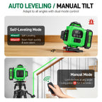 1 Juego de Nivel Láser, 16 Líneas Cruzadas Verdes, Láser 4D, con Batería Recargable, Nivel de Alta Precisión con Función de Nivelación Automática, Perfecto para Construcción y Decoración del Hogar