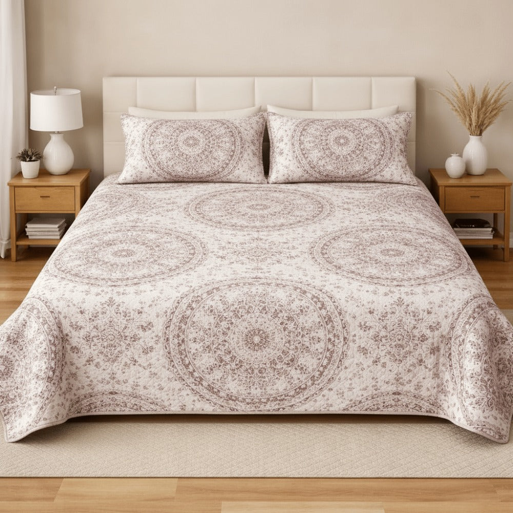Colcha Bouti Microfibra Reversible Estampada – Colcha Verano y Entretiempo Ligera y Transpirable, Acolchado Pinsónico para Todas las Estaciones, Sin Fundas de Almohada