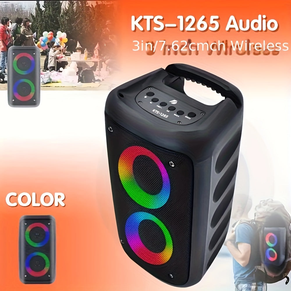 Altavoz Bluetooth | Altavoz Boombox Inalámbrico con Subwoofer: Gran Altavoz Estéreo para Exteriores Equipado con Iluminación RGB y Capacidad TWS