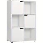 1 estantería, estantería vertical, almacenamiento para oficina en casa, archivador, 3 puertas, 6 compartimentos, estantería de estudio, 59.6X91X29Cm