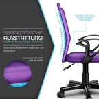 Silla de Oficina TRESKO® con Reposabrazos, Altura Ajustable Continua | Silla Giratoria de Malla Transpirable | Silla de Escritorio con Ruedas de Plástico Ligeras, Superficie Acolchada, Ajuste Ergonómico | Silla de Ordenador Ideal para Oficina en Casa, Hab