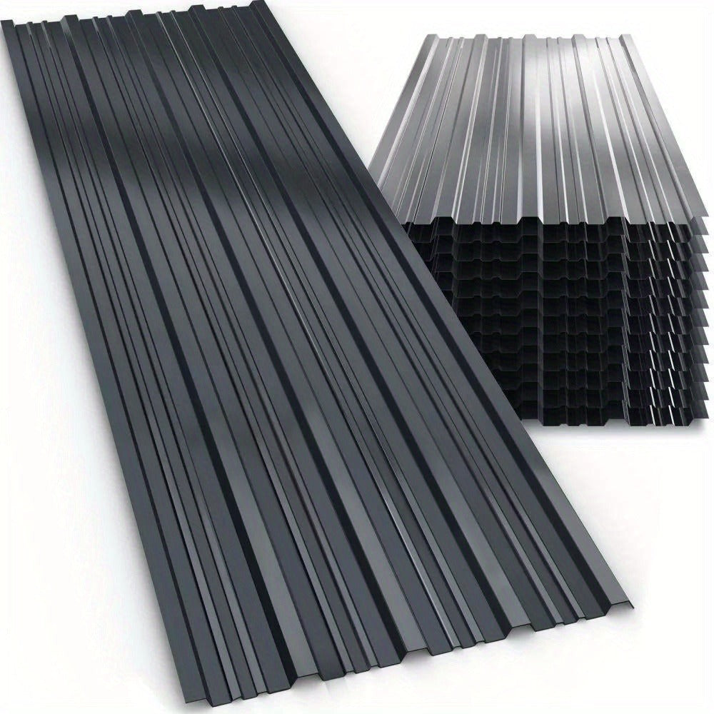 24 Láminas de Perfil Metálico Corrugado, 129 cm x 45 cm = 14 m² de Cubierta para Cobertizo de Herramientas - Paneles de Techo de Acero Galvanizado, Temporales y Desmontables