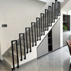 Barandillas para escaleras | Metal U-Shaped Handrail Railing for Stairs, Indoor Outdoor Balustrade, Side Mounted, Black, for Staircase, Balcony